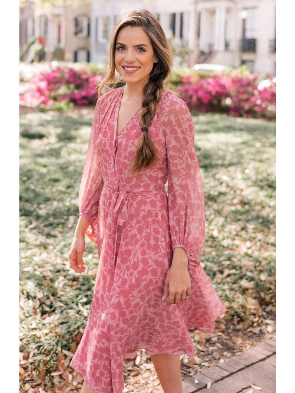 Gal Meet Glam Pink Bloom Rose Esther Shadow Branch Chiffon Dress Size 0